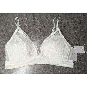 Auden Lightly Lined Bralette Ivory Lace and Velvet Size Medium
